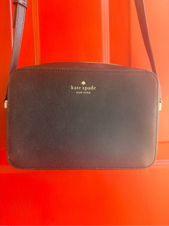 kate spade Handbags - kate spade black leather crossbody camera bag with gold logo